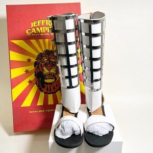 NIB Jeffrey Campbell Bells, White Silver Sandals